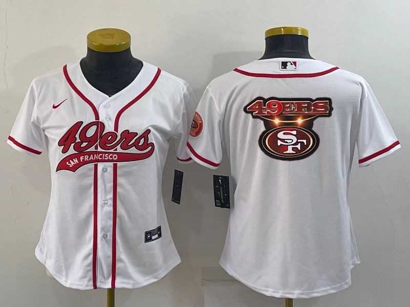 Womens San Francisco 49ers White Team Big Logo With Patch Cool Base Stitched Baseball Jersey